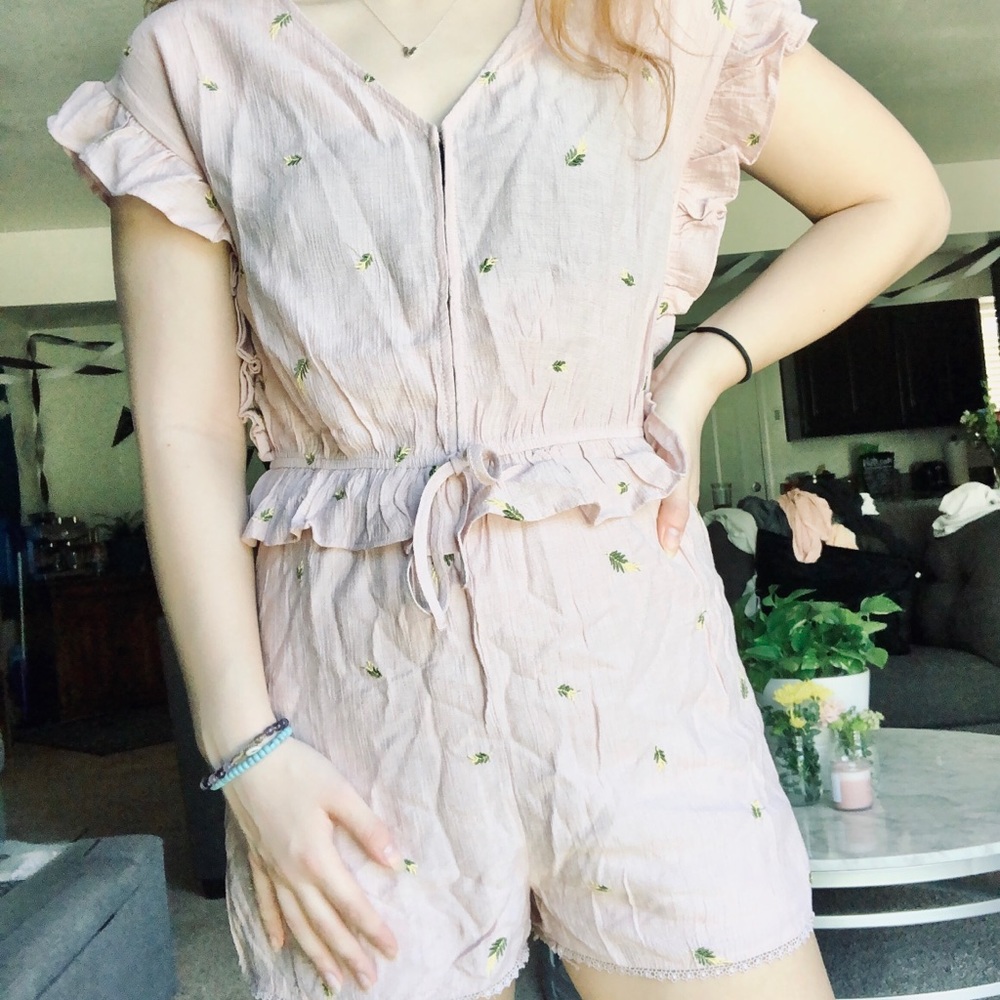 Pink Embroidered Romper